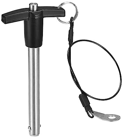 QUARKZMAN T Griff Kugelsperrbolzen 1 Stück 10mm Pin Durchm. 80mm Verwendung Länge T Griff Sicherungsstifte Edelstahl Druckschalter Schnellverschluss Stift mit Schlüsselband Kabel