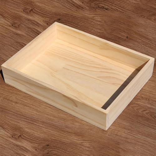 qing yun Scatola portaoggetti in legno naturale non finito, organizer per cassetti fai da te, scatola in legno per casa e ufficio (30 x 20 x 8 cm)
