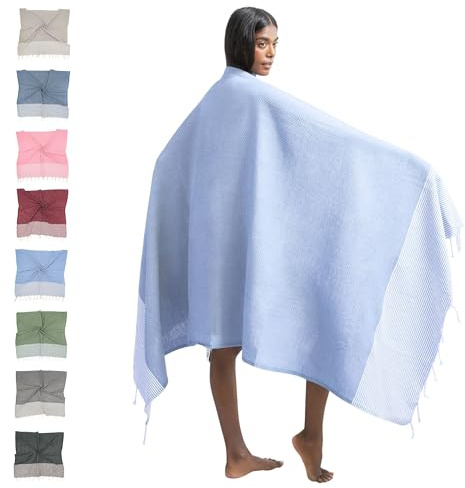 furora HOLIDAY Hamamtuch groß 100x200, Baumwolle - Saunatuch Damen Herren Saunahandtuch: dünn, kompakt, lang - Hammam Tuch XXL, Handtuch: Strandtuch, Hamam Sauna, Strandhandtuch - Urlaub Must Haves