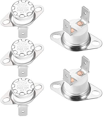 elektronischer Schalter KSD301 Thermostat, 165 °C/329 °F, 10 A, normalerweise geschlossen, NC-Einstellung, Druckscheiben-Temperaturschalter for Mikrowelle, Kaffeemaschine, 5 Stück