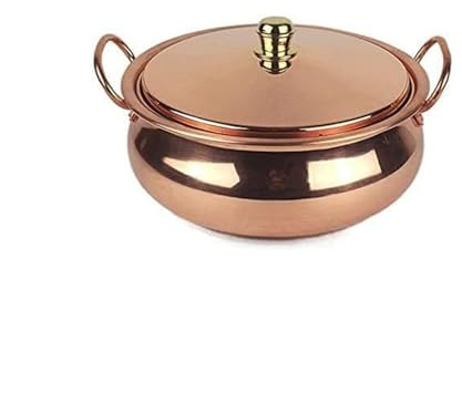 XYUERU Handgefertigter Kupfer-Hot Pot, Kupfertopf, Suppentopf, Hot Pot, for Induktionskochfeld, Gasherd (Size : 24cm)