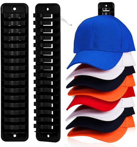 ZDDGNN [2 Stück] Cap Halterung Wand für Bis zu 16 Hüte, Basecap Halter Organizer Mit Starkem Klebstoff Rückseite, Wänden Hinter Türen Display Kappenhalter Basecap Aufbewahrung Hutständer