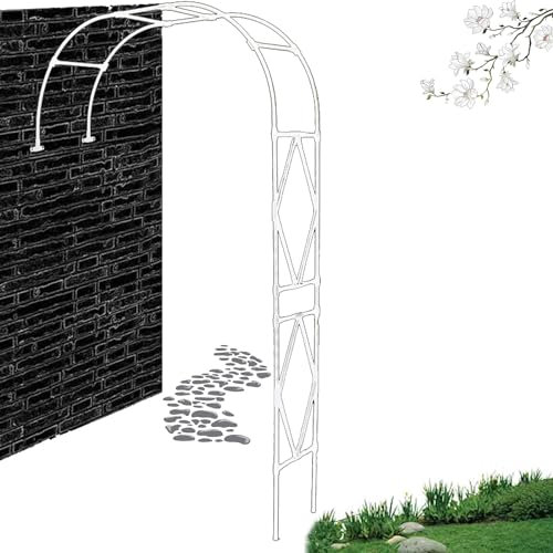 Rosenbogen Aus Metall Torbogen Rankgitter Langlebiger Gartenbogen Rankhilfe Pergola Spalier Garten Decoration Halbbogen W1.8xH2.4(m), W2.1xH2.4(m), W2.4xH2.4(m) Wetterfest Halbbogen(Weiß,W1.5xH2.4(m))