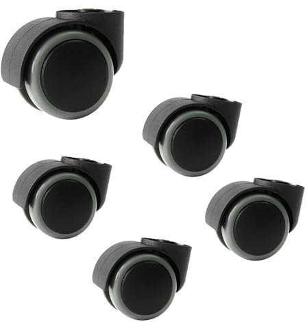 IMUNKT 5 Ruote per Sedia Ufficio Senza Stelo 50mm Rotelle di Ricambio per Sedie Girevoli, Rotelle Silenziose, Ruote in Poliuretano, Diametro del Foro 8mm(Grey)