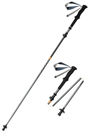 Naturehike Wanderstöcke 3K Carbonfaser & 7075 Aluminium Grip Ultraleicht 5 Abschnitt Faltbar Für Männer Frauen Wandern, Trekking, Stöcke, Bergsteigen (Dunkelhimmelgrau/135cm)