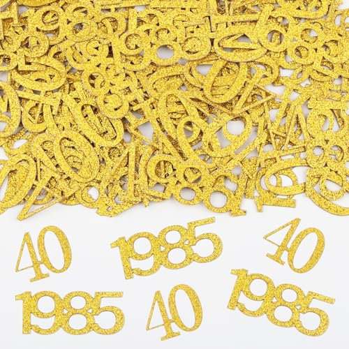 Konfetti 40 Geburtstag Deko,100 Stk Tischdeko Geburtstag Mädchen Junge 1985, 40th Birthday Gift,Glitzer Gold Streudeko zum Geburtstagsdeko Tisch(Groß 3.4-5cm)