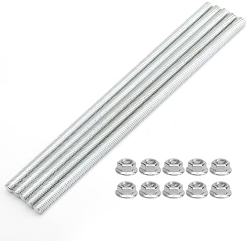 HENGBIRD Lot de 5 tiges filetées M8 × 200 mm en acier inoxydable avec 10 écrous à bride, tiges filetées DIN 975 pour le travail en atelier, le montage de meubles et la fabrication industrielle
