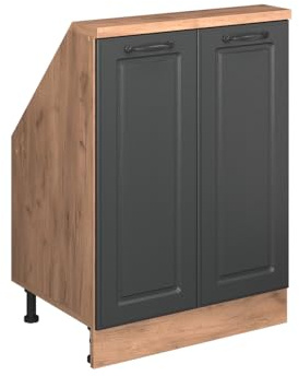Vicco Meuble de Rangement sous Pente Rion, Anthracite Campagne/Chêne doré | L60 x P46 cm , avec 2 portes, gain de place pour les pièces mansardées