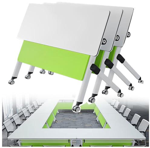 Mesa de reuniones plegable portátil con ruedas, mesa de conferencias plegable que ahorra espacio con almacenamiento para seminarios y oficinas