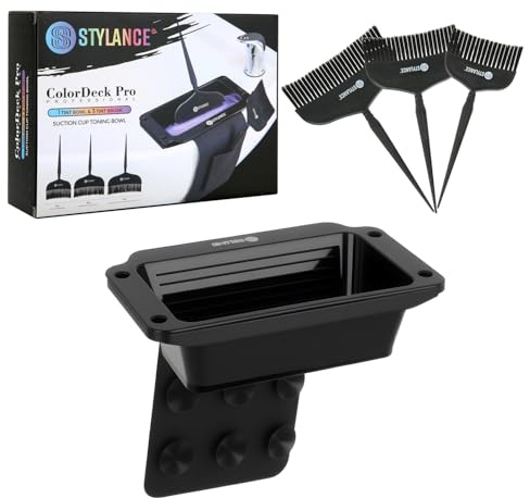 STYLANCE Toning Tub Hair Dye Bowl，Professional Hair Dye Color Mixing Bowl，Suction to Sink & Shampoo Station，For Salon and Home, Black