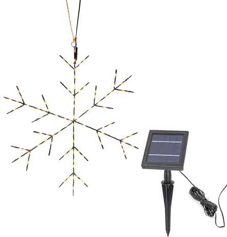 Esotec Hängende Solar Schneeflocke Ø40cm Weihnachtsdeko 200 LEDs 103407 | Hängeleuchte Solar Eiskristall Ø40cm, 200 LEDs, 2800K, 10Std, Li-Ion Akku wechselbar, 1,2Wp Solarmodul, 5m Zuleitung, IP44