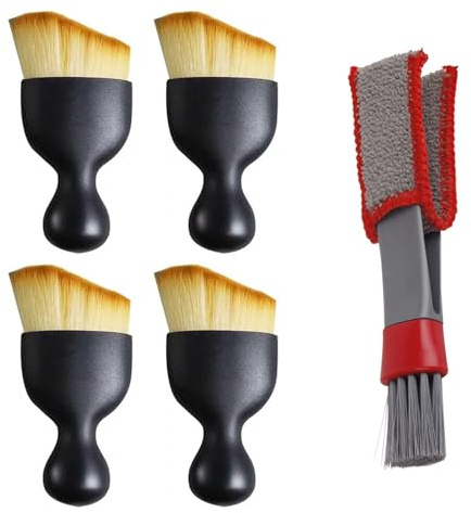 Jovrelant 5 Pcs Car Detailing Brushes Set, Car Interior Cleaning Soft Brush, Dashboard Gap Dust Removal Brushes for Interior and Exterior