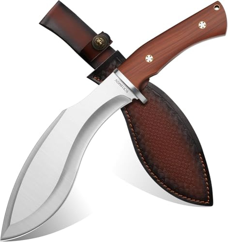 sukudon Survival Messer Feststehende Klinge Scharfes Gürtelmesser mit Lederscheide, Camping Messer Outdoor Geschenk für Mann und Sammlung