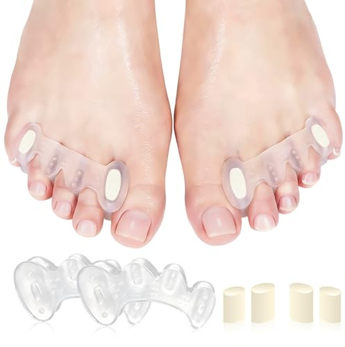 2 Paires Séparateurs d’orteils,Toe Spacer en Silicone,écarteurs avec petits et grands embouts,alignement naturel des orteils,pour un maintien léger&meilleure sensation de liberté(Transparent)
