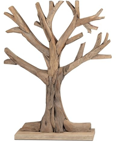 formano Teakholz Deko Objekt Baum Design Skulptur aus massivem Teak Holz 50 cm hohe Holzdekoration für Wohnzimmer, Sideboard & Regal - natürlich, zeitlos & stilvoll