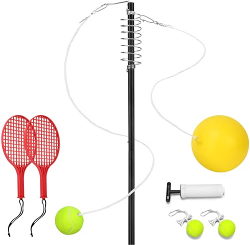 Tennis-Set – Tennistrainer | Übungsschläger mit Tether für Jugendliche und Erwachsene | lustiger Schläger für Kinder, Familienspiele, Terrasse, Park, Hof, Schule, | I
