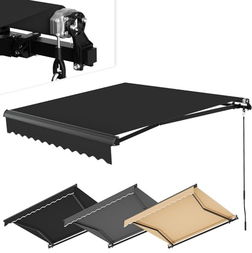 Hebitod Braccio elettrico snodato 250 x 200 cm, tenda da sole per terrazza e balcone con telecomando, protezione UV estraibile, struttura in alluminio, con tutti gli accessori di montaggio antracite