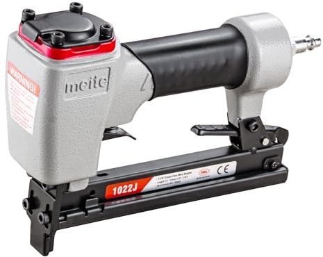 meite 1022J Upholstery Stapler-20 Gauge 7/16-Inch Crown Pneumatic/Air Staple Gun, Fits 1/2-Inch to 7/8-Inch 10J Staples for Furniture Woodworking