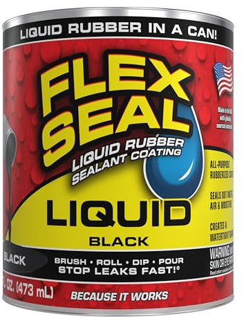 Flex Seal Liquid, Rubber Coating Sealant, Waterproof, Flexible, Breathable, and UV Resistant, Roof Repair, Basements, RV, Campers, Trailers, Marine, EPDM, Masonry, Black, 16 oz