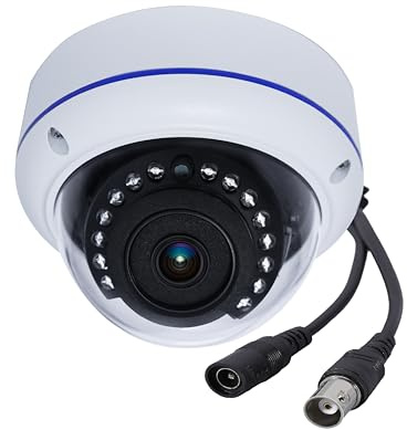 HD 1080P 360 Degree Dome Surveillance Cameras Indoor Outdoor 4 in 1 (TVI/AHD/CVI/CVBS BNC Analog System) 1.44mm Fisheye CCTV View Round Wide Angle Security Camera Coax