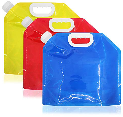 maxin 5 Liter zusammenklappbarer Wasserbehälter, BPA freier Plastikwasserträger, faltender Wasser-Beutel-Satz von 3 für kampierendes wanderndes Wandern im Freien.