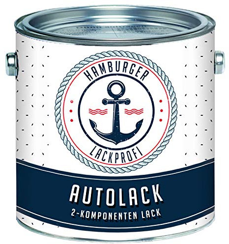 2K Autolack GLÄNZEND Schwarz RAL 9005 im Set Decklack - Hochdeckend - Rostschützend - Kratz- und schlagfest // Hamburger Lack-Profi (5 L)