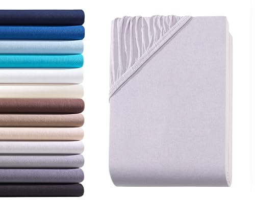 Hometex Premium Textiles Exclusive Boxspringbett Spannbettlaken | Bettlaken für hohe Matratzen | Extra starker Stoff 160 g/m² | Oeko-TEX® Made IN Green | 140-160x200-220 cm - Steghöhe 40 cm - Silber