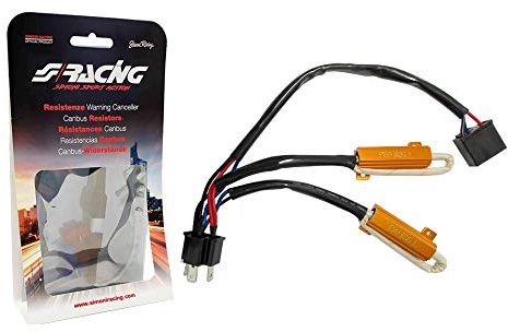 SIMONI RACING 50W4 Widerstand Warning Canceller speziell für LED-Lampen Sockel H4, 50W 6 Ohm mit Steckern, Schwarz