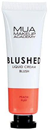MUA Makeup Academy Blushed Liquid Cream Blusher, Highly Pigmented for Cheeks & Lips, Peach Puff, 10ml - Vegan & Cruelty Free