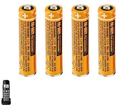 4 x AAA wiederaufladbare Batterien für Panasonic Gigaset, 550 mAh, 1,2 V, HHR-55AAABU NI-MH Akku für schnurloses Telefon