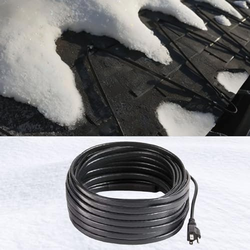 RUITN Roof Heat Cable, Heat Tape for Roof and Gutters, Self-Regulating Heating Cable to Prevent Ice Dams, Roof Snow Melting System 8W/FT,80FT