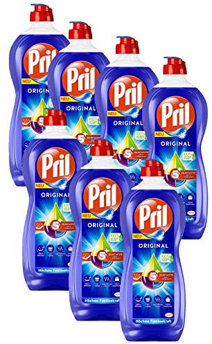 Pril 5 Plus Original, Handgeschirrspülmittel, (7 x 675 ml) mit selbstaktiver Fettlösekraft