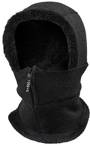 TAGVO Warme Sturmhaube Strickmützen, Weich elastisch Nackenwärmer Schal Mütze, Verdicken Polar Gesichtsmaske Strick Mütze, Winddichte Running Skiing Flexible Hüte für Frauen Männer