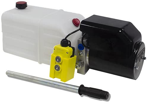 Flowfit 12V DC Single Acting Hydraulic Power pack with 8L Tank, Back Up Hand Pump 1.6KW