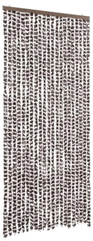 vidaXL Insektenschutz Vorhang Flauschvorhang Plüschvorhang Türvorhang Fadenvorhang Fliegenschutz Wohnwagen Camping Braun Weiß 90x220cm Chenille