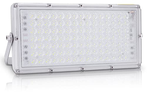 Bellanny LED Strahler Außen 100W 10000LM Fluter Flutlichter, 6500K Kaltweiß Scheinwerfer, IP65 Wasserdicht Außenstrahler, 180° Verstellbarer Halter Wandleuchte für Garten Garage Hof Veranda Sportplatz