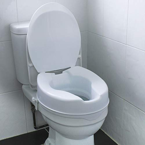 Coopers of Stortford - Raised Comfort Toilet Seat with Lid - 10cm Height Increase, Universal Fit, Easy to Install, Hygienic White Plastic