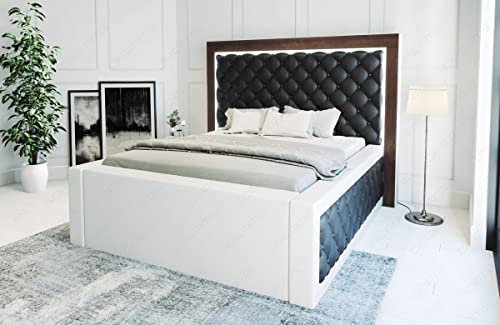 Sofa Dreams Wasserbett Varese mit beheizbarer Wasserbettmatratze und kompletter Technik LED Beleuchtung 140x200 160x200 180x200 200x200 200x220 (200 x 220 cm, Schwarz-Weiß)
