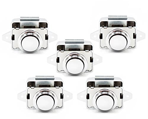 Hotiko Push Lock Button Latch Door Verriegelung Wohnmobil Möbelschloss für RV Camping Schrank Schublade Caravan Van Motorhome Yacht Ship Boat (Zinklegierung & ABS)-Silber-5 Stück