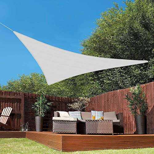 FLORALEAF Waterproof Sun Shade Sail Triangle Light Grey 16' x 16' x 23' Sunshade Patio Canopy UV Block for Patio Garden Outdoor Backyard