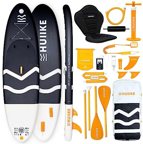 HUIIKE Stand Up Paddling Board mit Zubehör, Paddel, Finnen, Pumpe. Paddle Sup Board Aufblasbar Hohe Stabilität und Widerstandsfähigkeit. 305 x 84 x 15 cm, Belastbar bis 130 kg