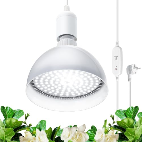 Barrina Lampe à LED pour Plantes avec Minuterie et Suspension, 25W 5000K, 4H/9H/14H Minuterie, Lampe LED à Spectre Complet Plantes d'intérieur pour Semis, Succulentes, Cactus, Croissance
