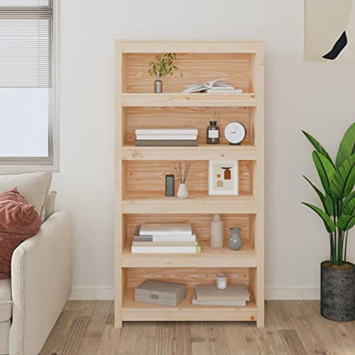 Festnight Bücherregal Regal Wandregal Raumteiler Regal Bücherschrank Stufenregal Raumtrenner Regal Treppenregale Braun 80 x 35 x 154 cm Massivholz Kiefer für Wohnzimmer und Arbeitszimmer