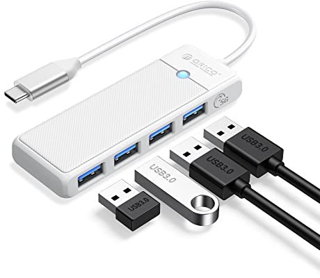 USB Hub, ORICO 4 Ports USB Hub 3.0 USB Adapter, USB Verteiler für MacBook, MacBook Air, iMac, MacPro, Windows Laptops und Ultrabooks, 0.15M Weiß