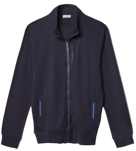 Felpa Uomo con Cerniera Cotone Garzata Leggera Primaverile Taglie Forti COVERIL (4XL - Blu)