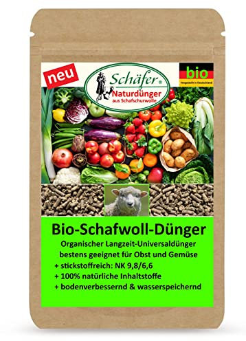 Neu: Bio Schafwolldünger von Schäfer Naturdünger. Mini-Pellets aus deutscher Schurwolle. Universaldünger, Biodünger. Stickstoffreich. 850 g