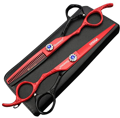 AXEMOORE Linkshänder Haarschneideschere 6 Zoll(2pc-B) | Gut für Friseure,Männer,Frauen und Kinder, Edelstahl Haarschere Scharfe,Schere zum Haarschneiden
