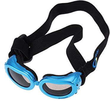 POPETPOP Sonnenbrille Für Hunde Mit Uv-Schutz Faltbar Elastischer Riemen Aus Kunststoff s Blau
