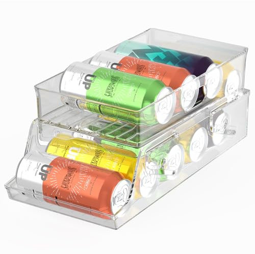JESIFFY Organizador de latas para frigorífico, latas de 2 niveles, para frigorífico, dispensador de latas plegable para bebidas de cerveza de 250 ml/330 ml, sin BPA