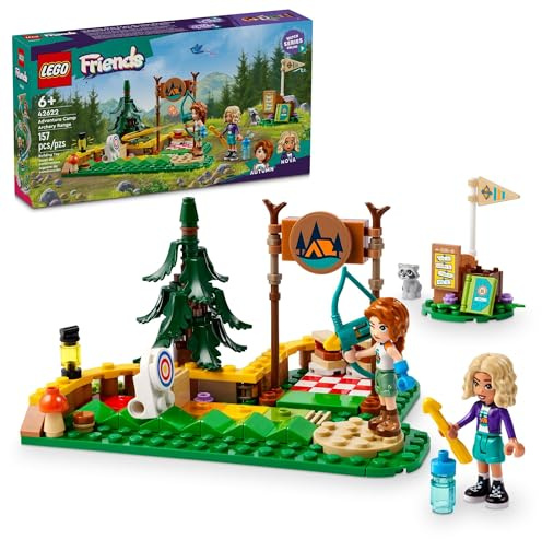 Lego Friends Adventure Camp - Juego de Tiro con Arco para niños con Arco de Juguete y Flechas, Juego de construcción de Aventura para niñas y niños a Partir de 6 años, 2 Mini muñecas y una Figura de